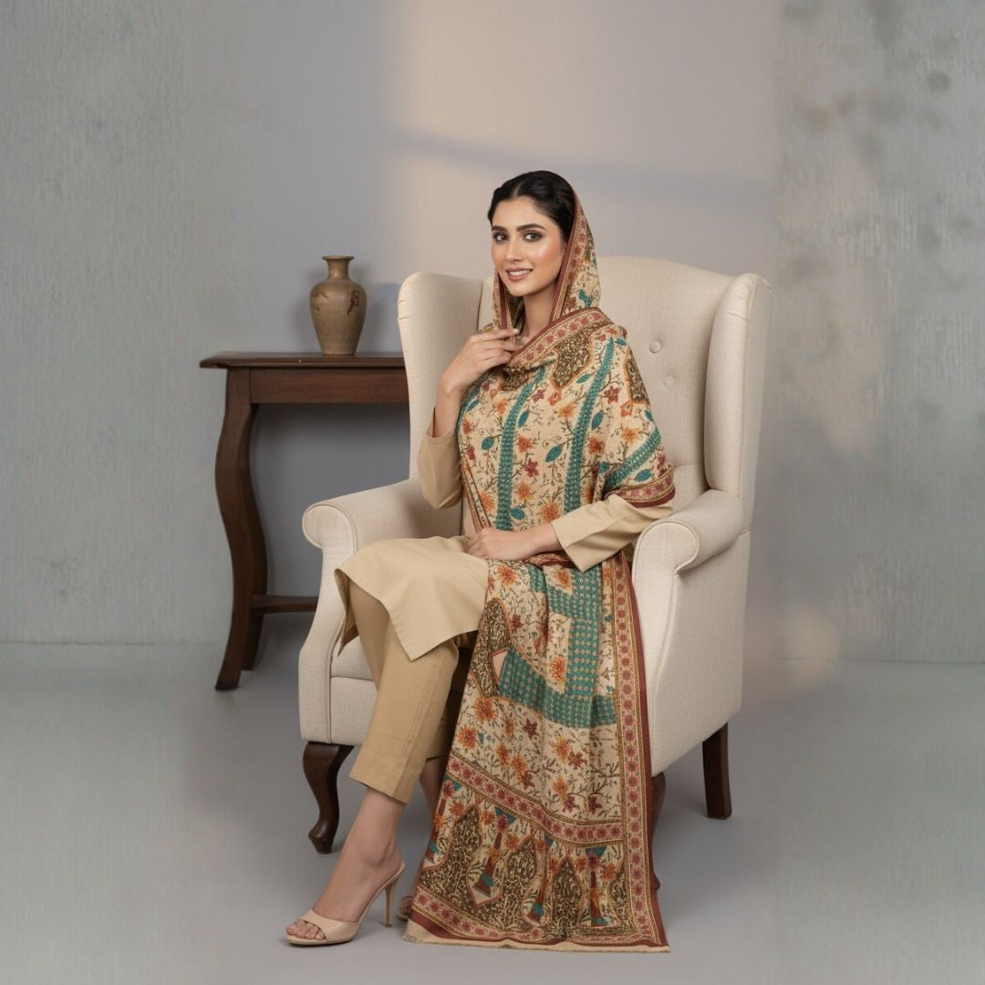 Noor Mahal Shawl - Herringbone