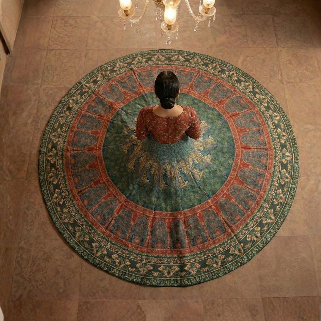 Mayur Mahal Lehenga - Satin