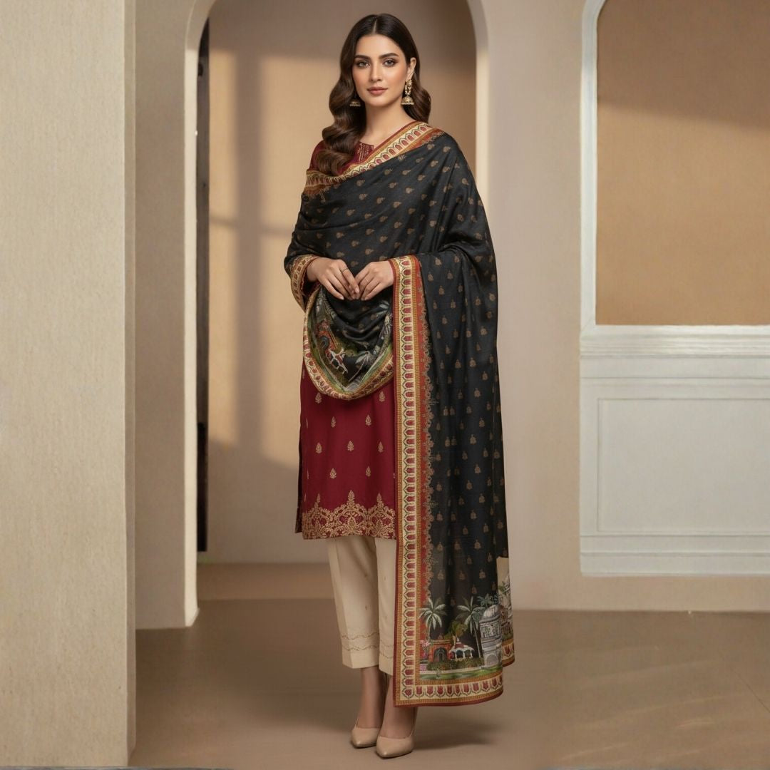 Jaipur Mughal Shawl - Herringbone