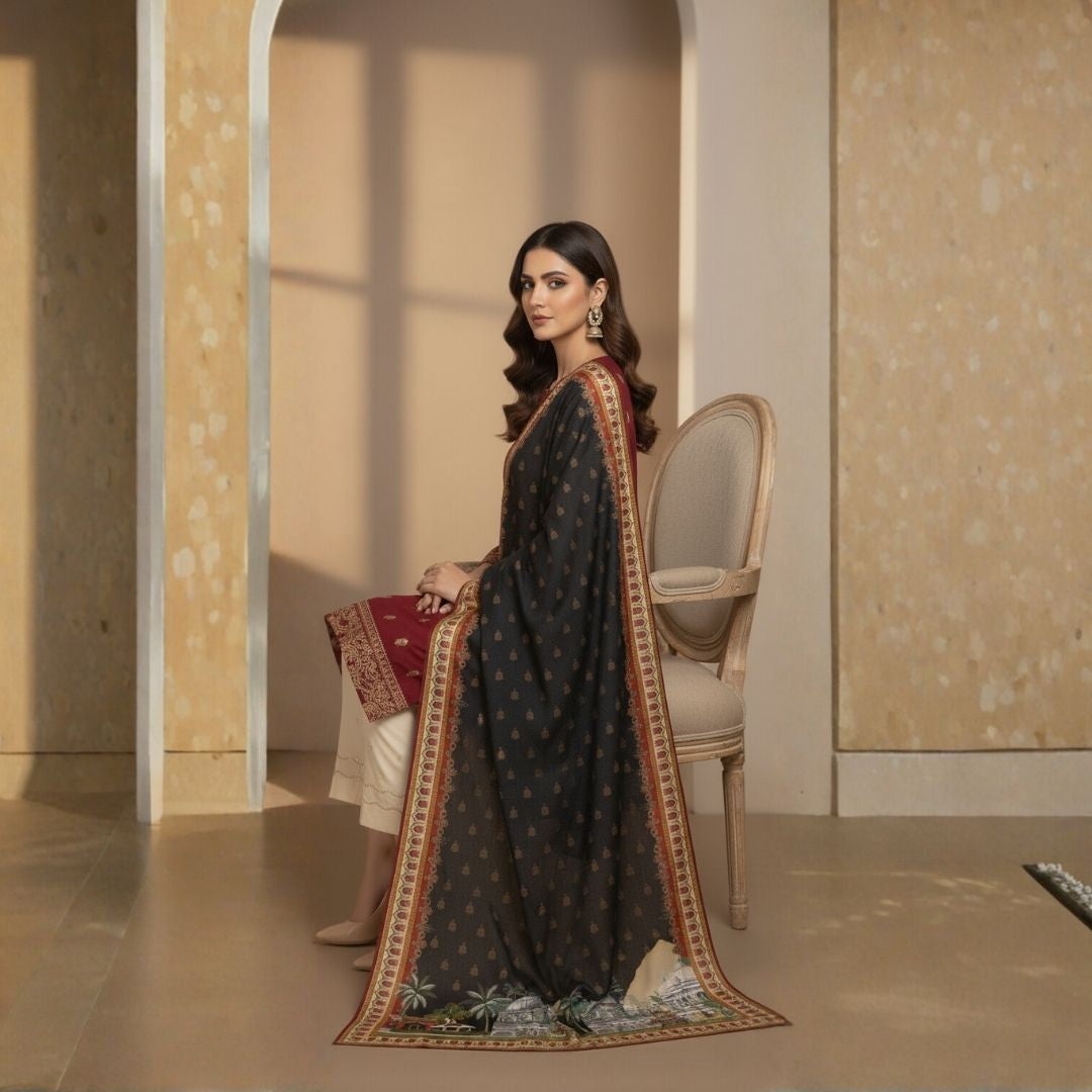 Jaipur Mughal Shawl - Herringbone