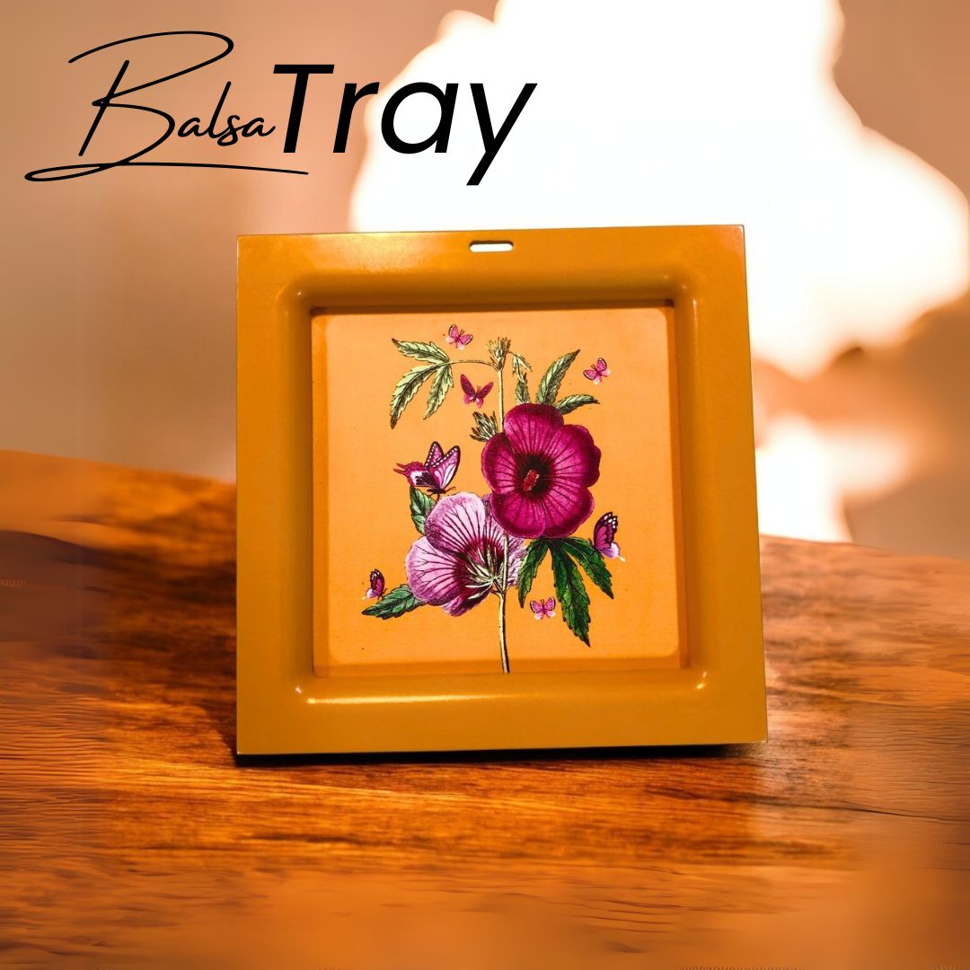 Wooden Hibiscus Flowers Balsa Trays