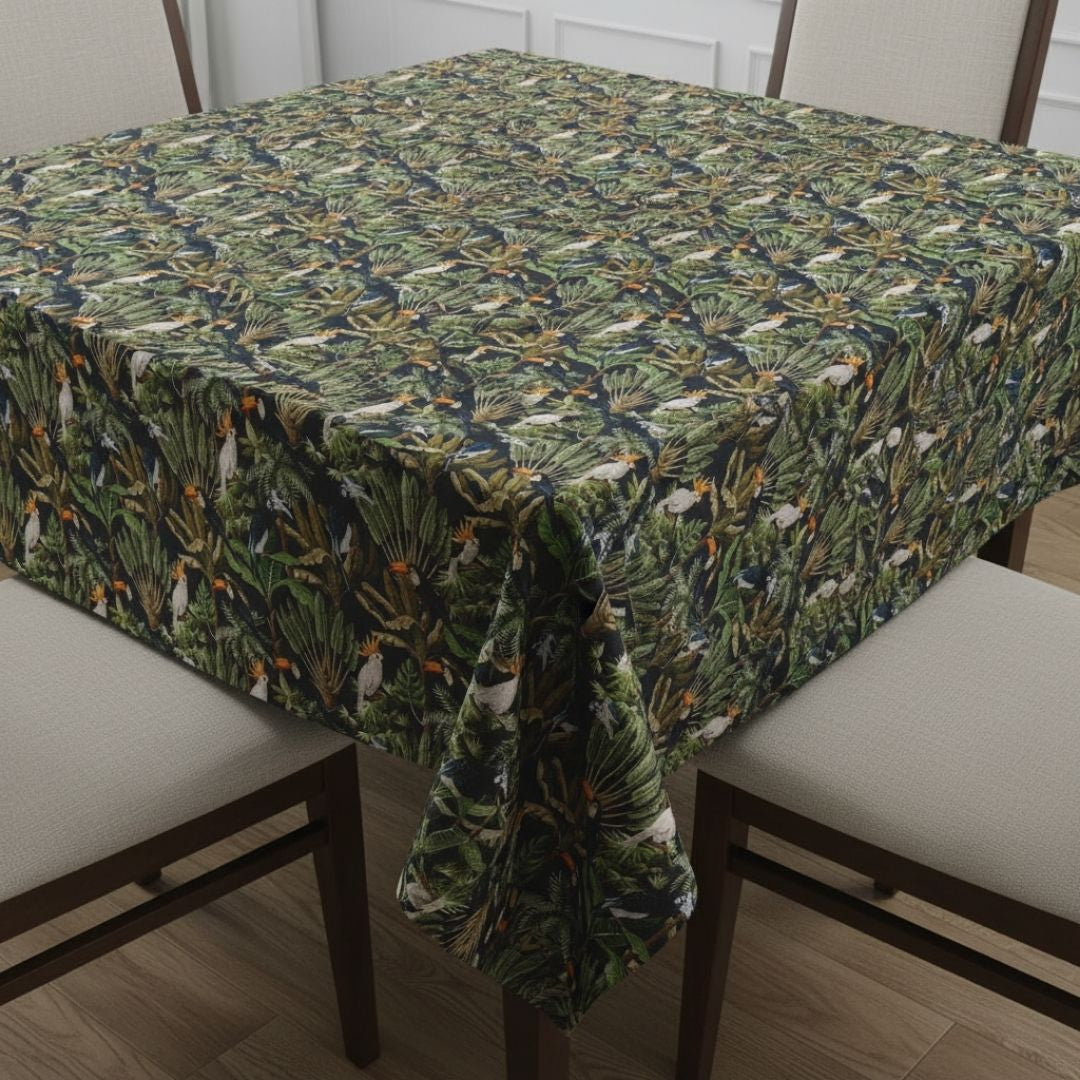 Table Cover in Tropical Toucan Noir