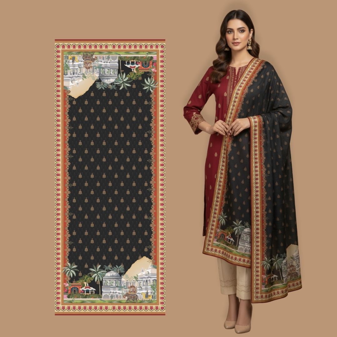 Jaipur Mughal Shawl - Herringbone