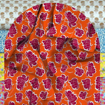 Unstitched Arabic Lawn Two-Piece Olive Bloom Orange