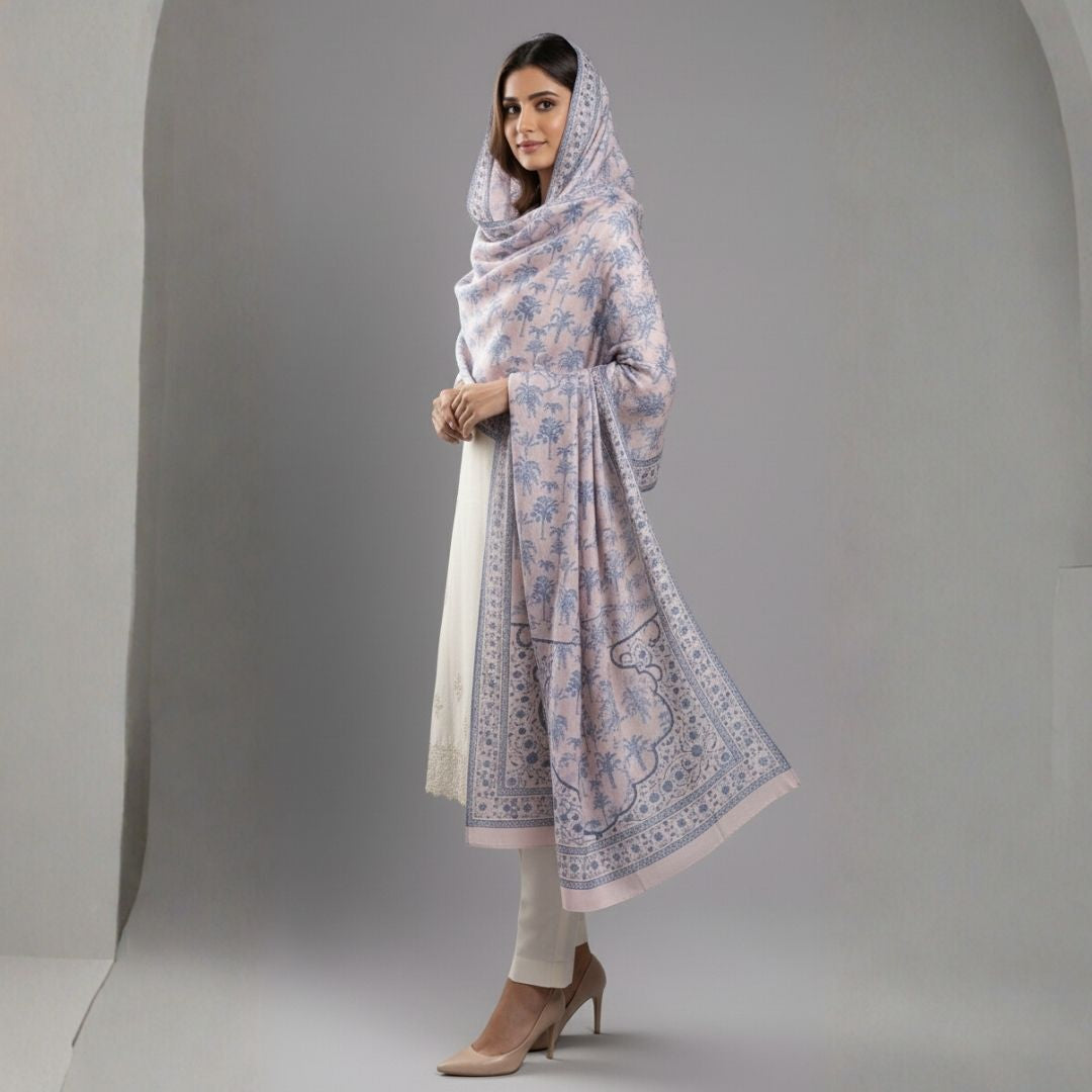 Lilac Palm Shawl - Herringbone