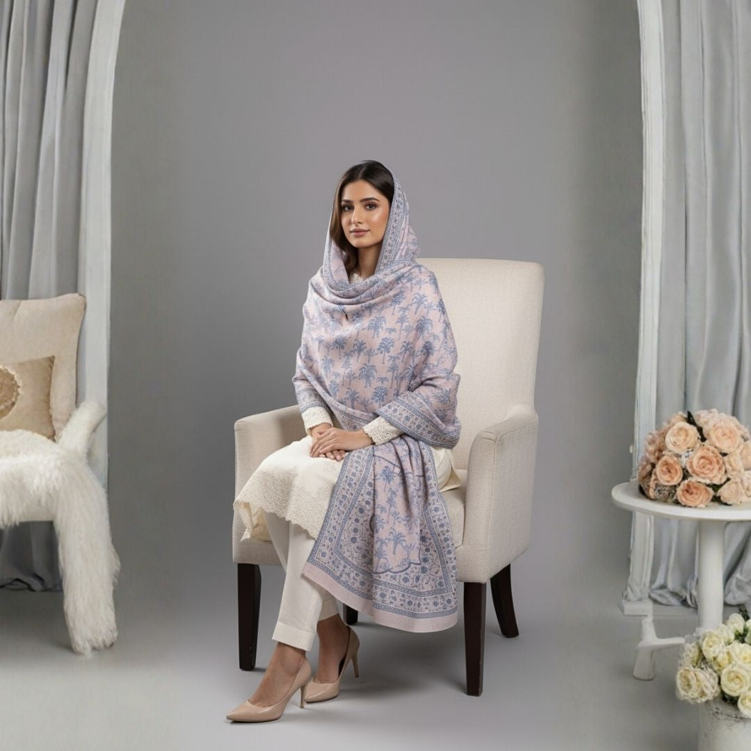 Lilac Palm Shawl - Herringbone