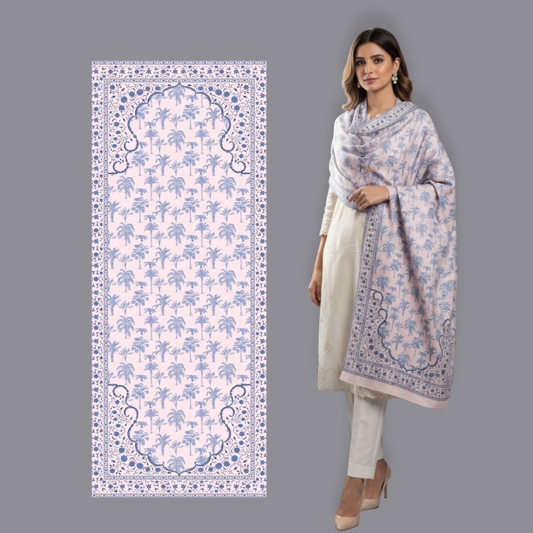 Lilac Palm Shawl - Herringbone