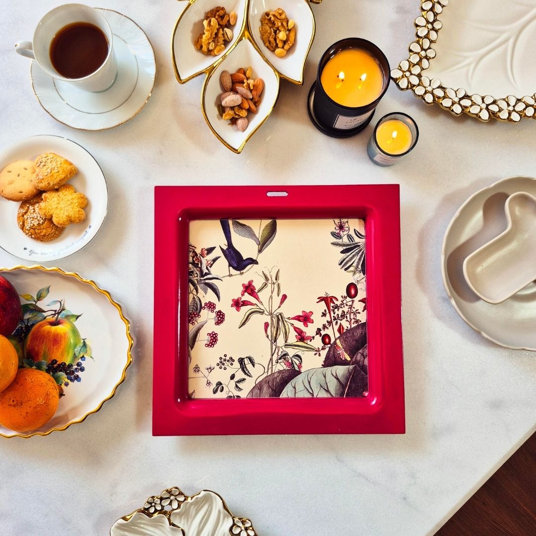 Wooden Vintage Botanical Balsa Trays