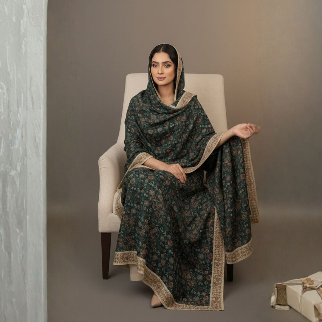 Emerald Bloom Shawl - Herringbone