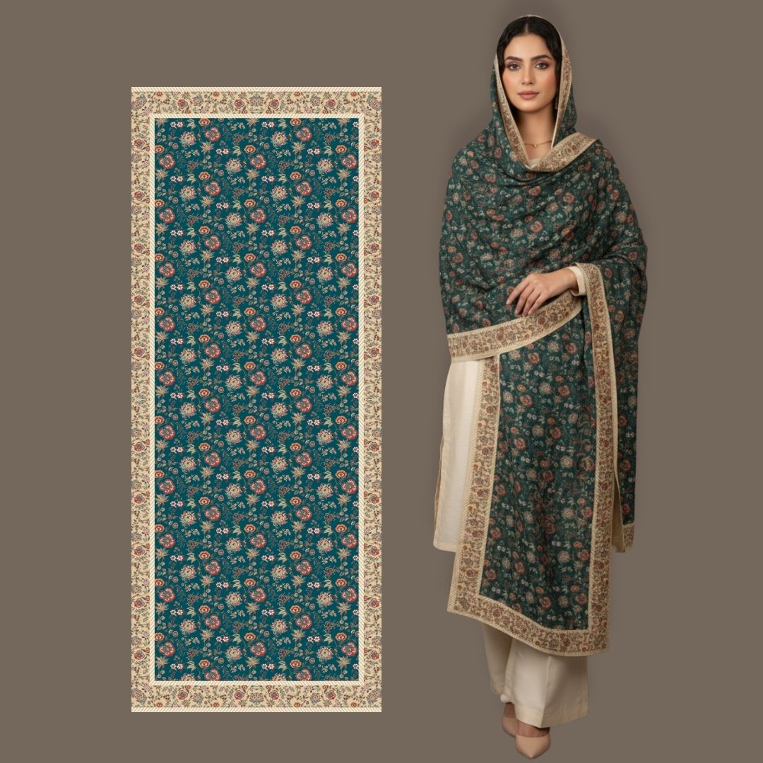 Emerald Bloom Shawl - Herringbone