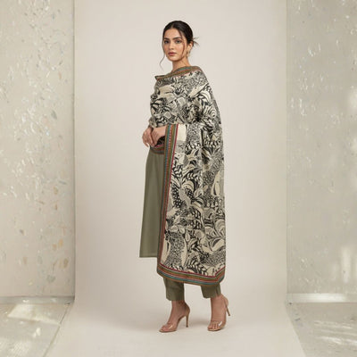 Monochrome Muse Shawl - Herringbone