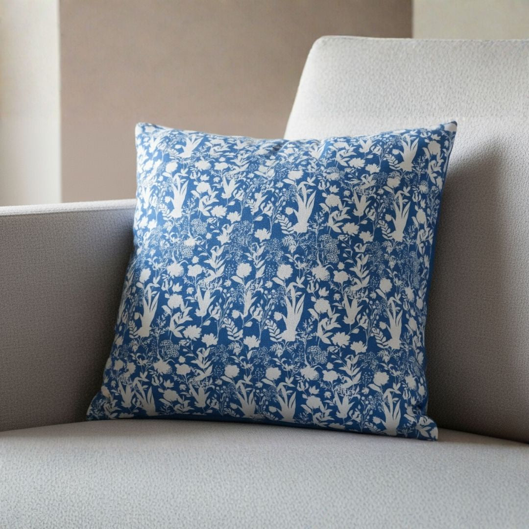 Cushion in Blue Silhouette Garden