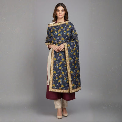 Midnight Bloom Shawl - Herringbone