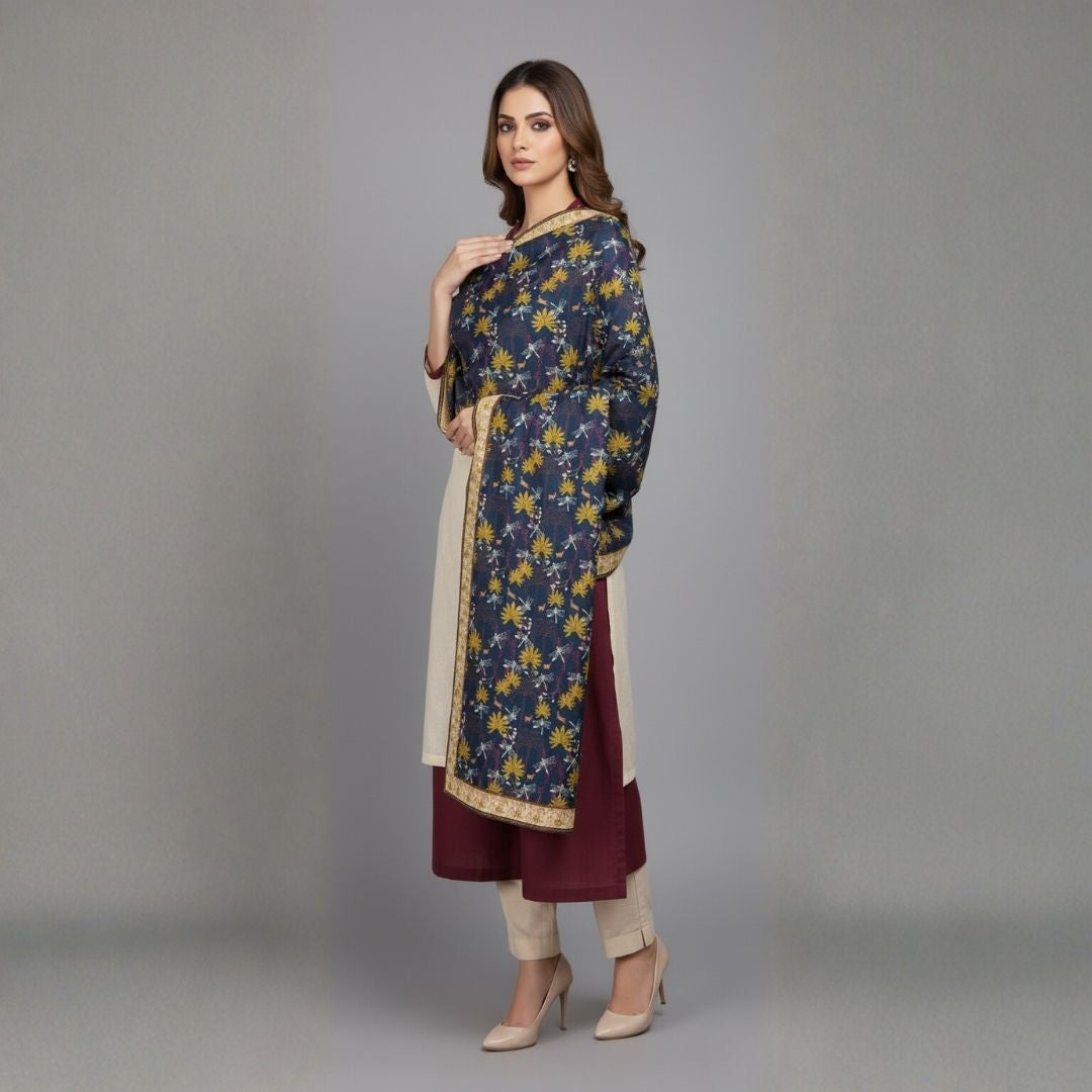 Midnight Bloom Shawl - Herringbone