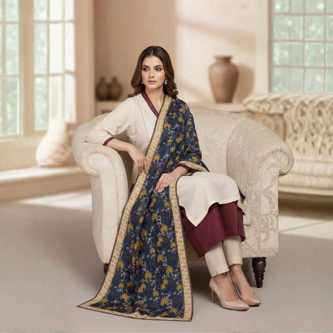 Midnight Bloom Shawl - Herringbone