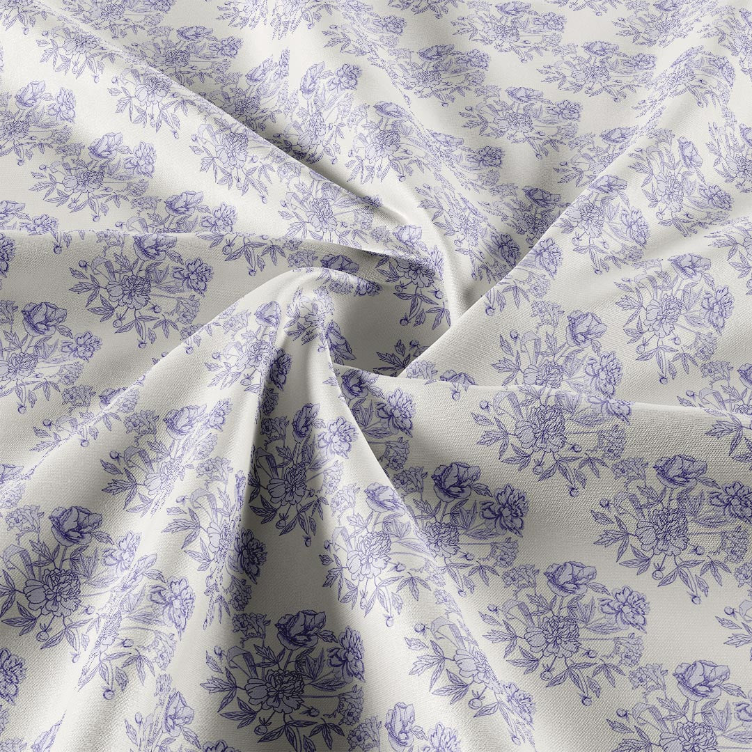 Digital Printed Pastel Peony Sketch