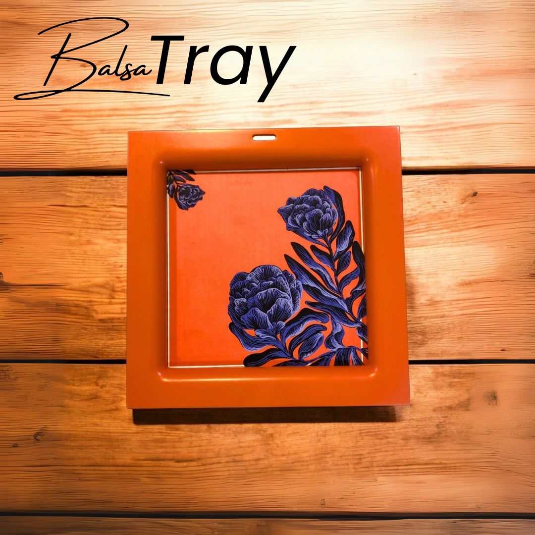 Wooden Royal floral Balsa Trays