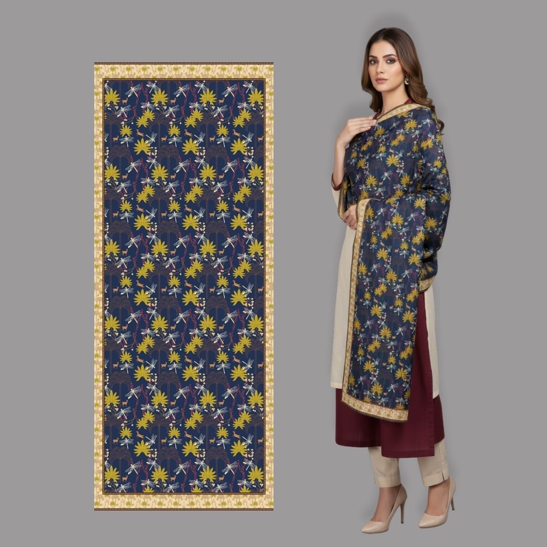 Midnight Bloom Shawl - Herringbone