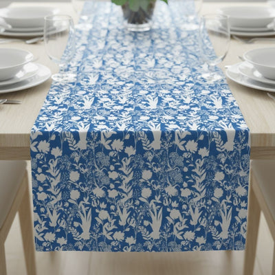 Table Runner in Blue Silhouette Garden