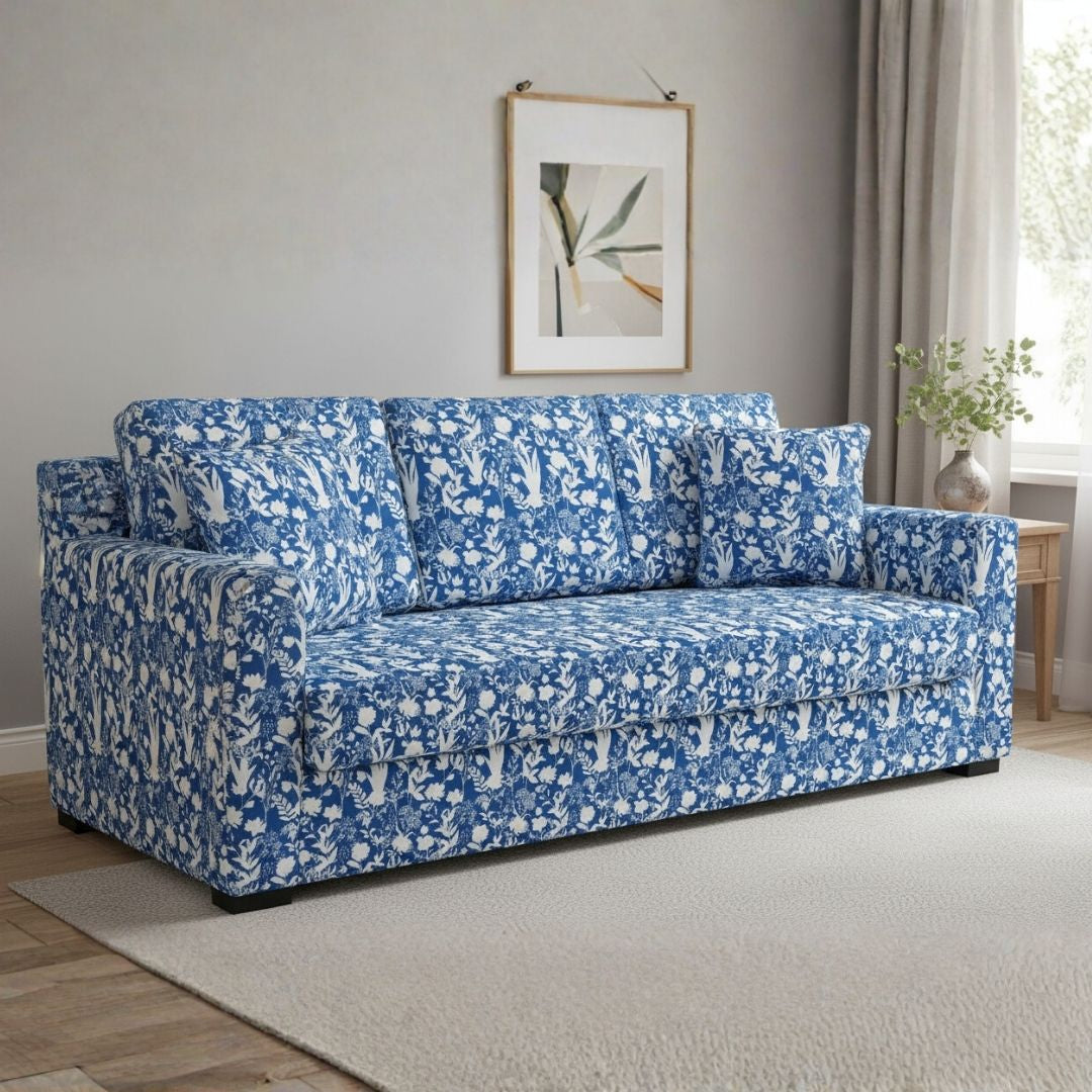 Sofa Cover in Blue Silhouette Garden