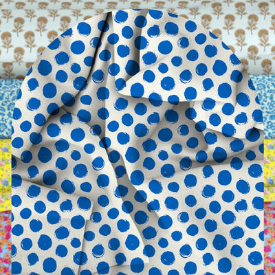 Unstitched Arabic Lawn Two-Piece Blue Dots