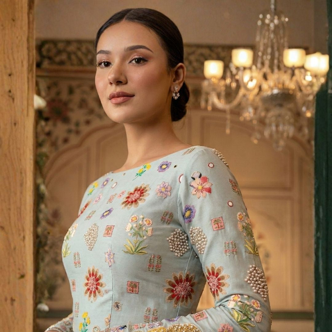 Zarmina Bagh Lehenga - Satin