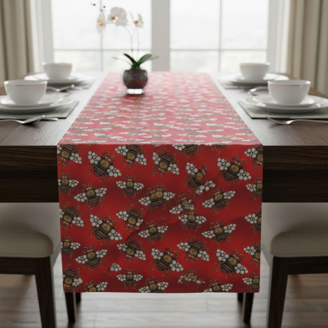 Table Runner in Imperial Red Honey Bee
