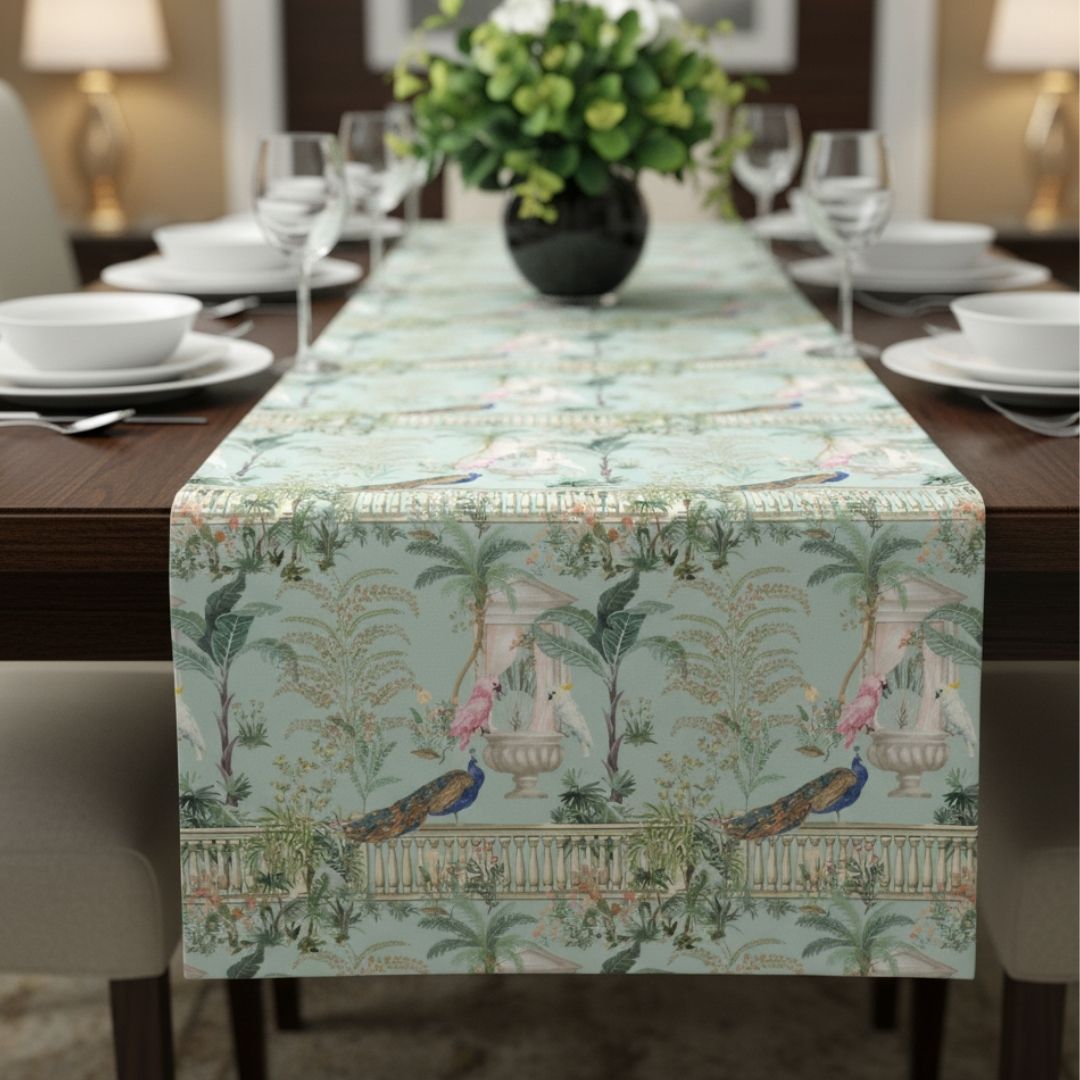 Table Runner in Garden Estate Peacock