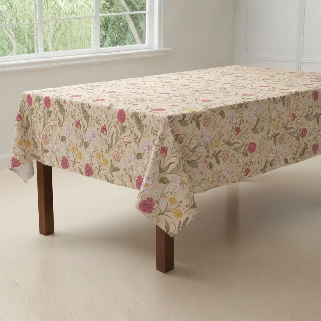 Table Cover in Beige Vintage Bloom Field