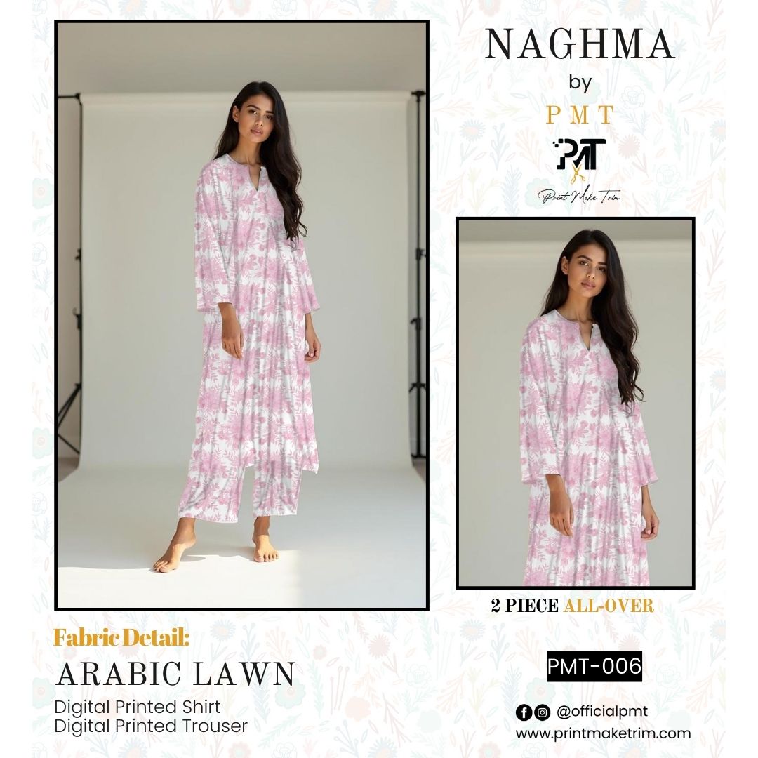Unstitched Arabic Lawn Two-Piece Rose Mist