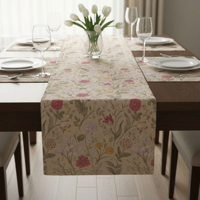 Table Runner in Beige Vintage Bloom Field