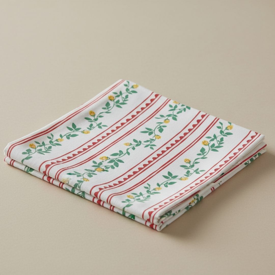 Napkin in Crimson Stripe Garden Vine