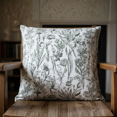 Cushion in Ink Sketch Wild Garden