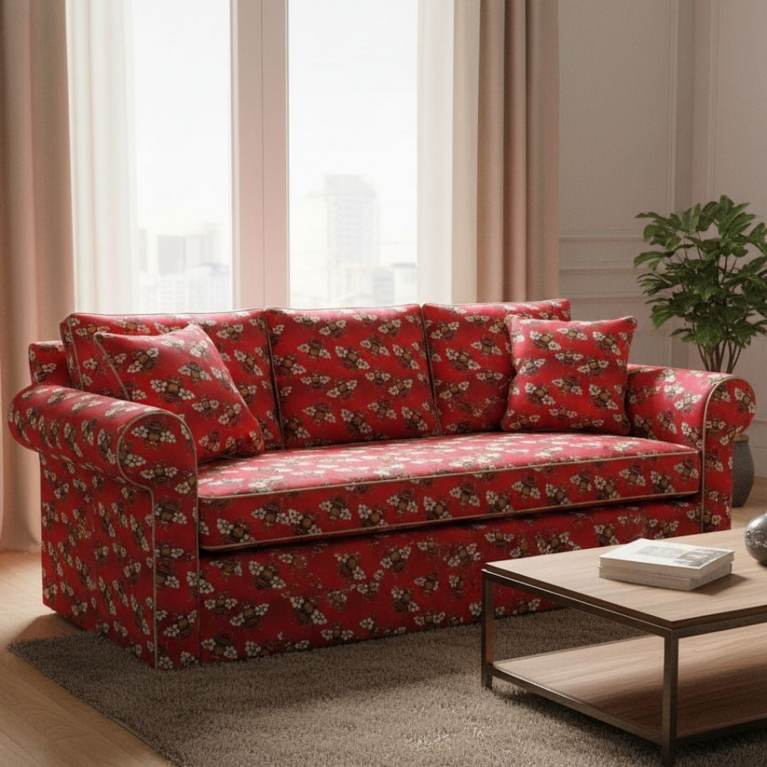 Sofa Cover in Imperial Red Honey Bee