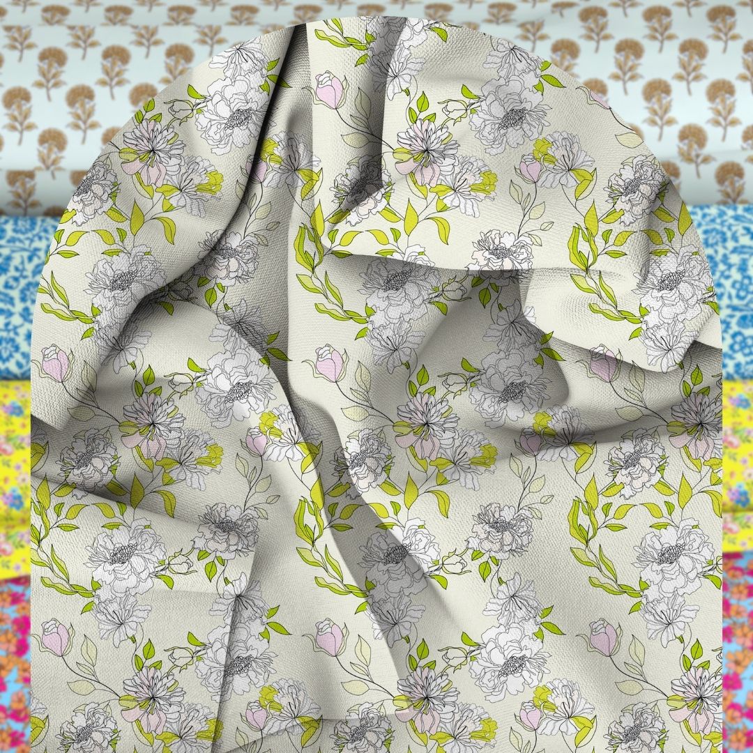 Unstitched Arabic Lawn Two-Piece Lime Whisper