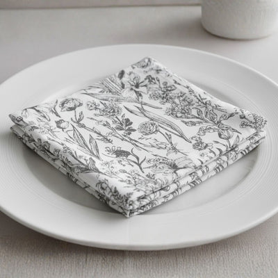 Napkin in Ink Sketch Wild Garden