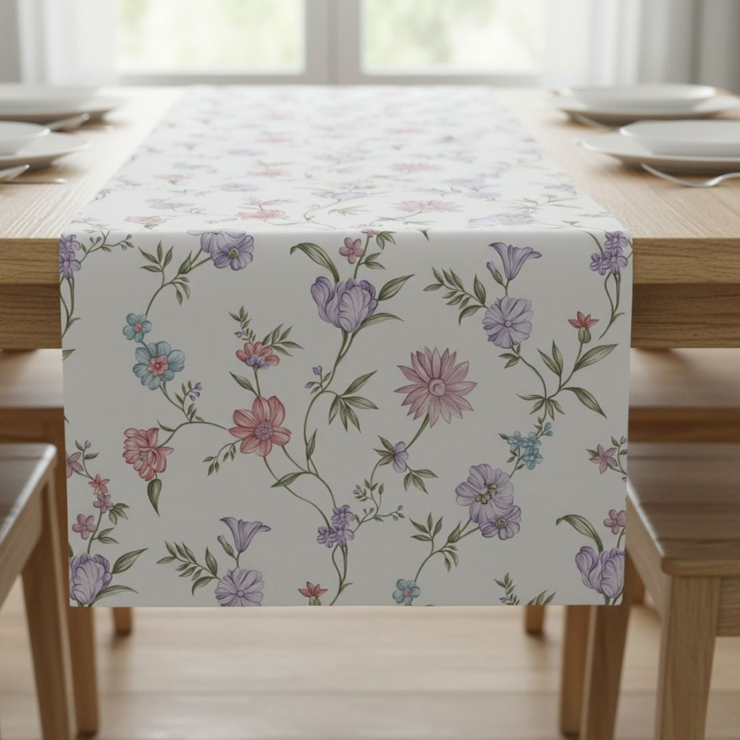 Table Runner in Pastel Meadow Whisper