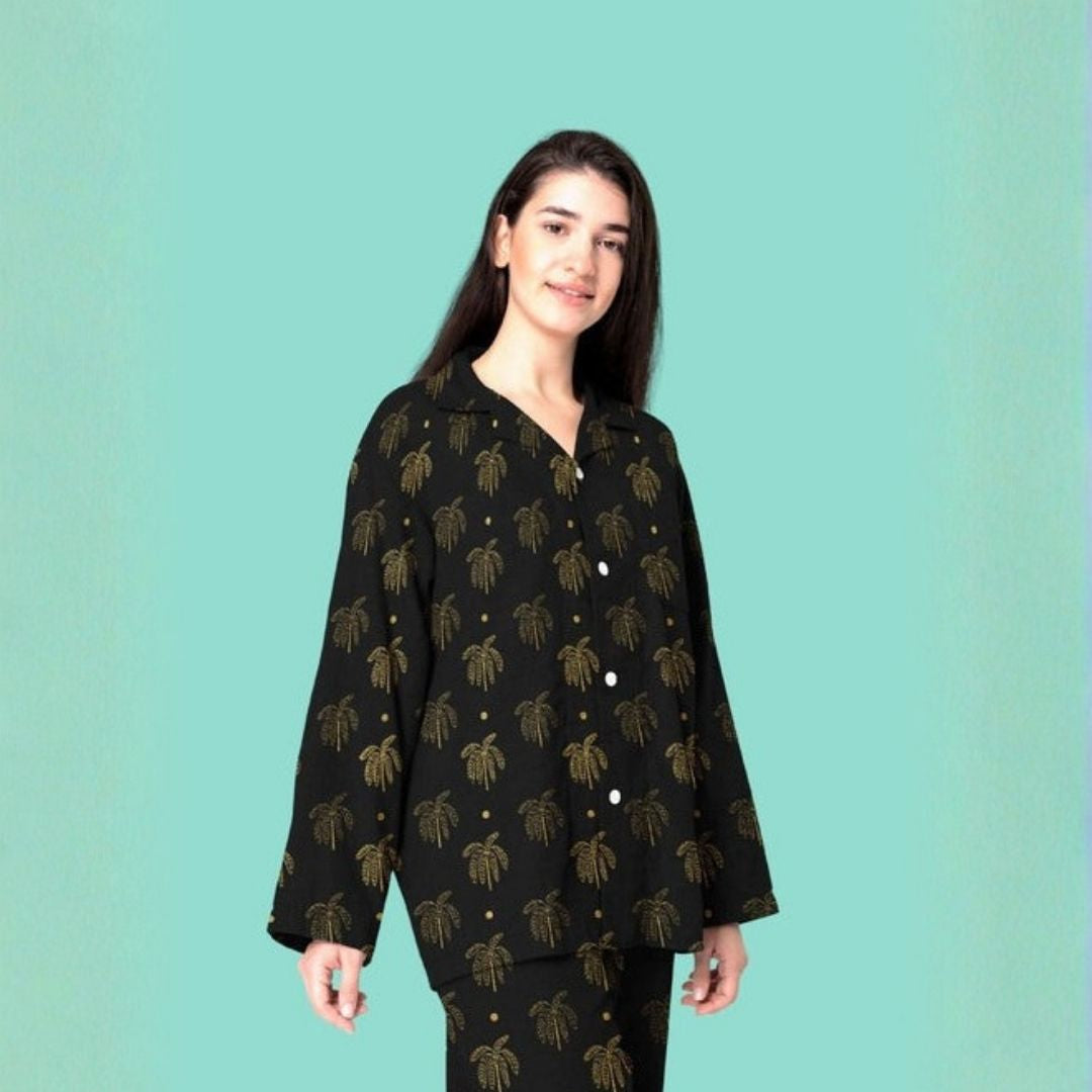 Gold Dust Printed Palmette  - Raw Silk 52" Width