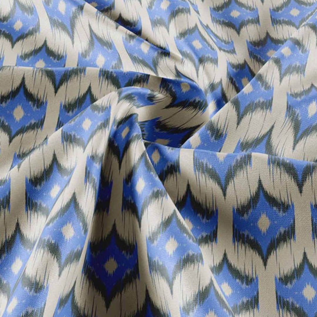 Golden Twilight Ikat - Cream & Blue