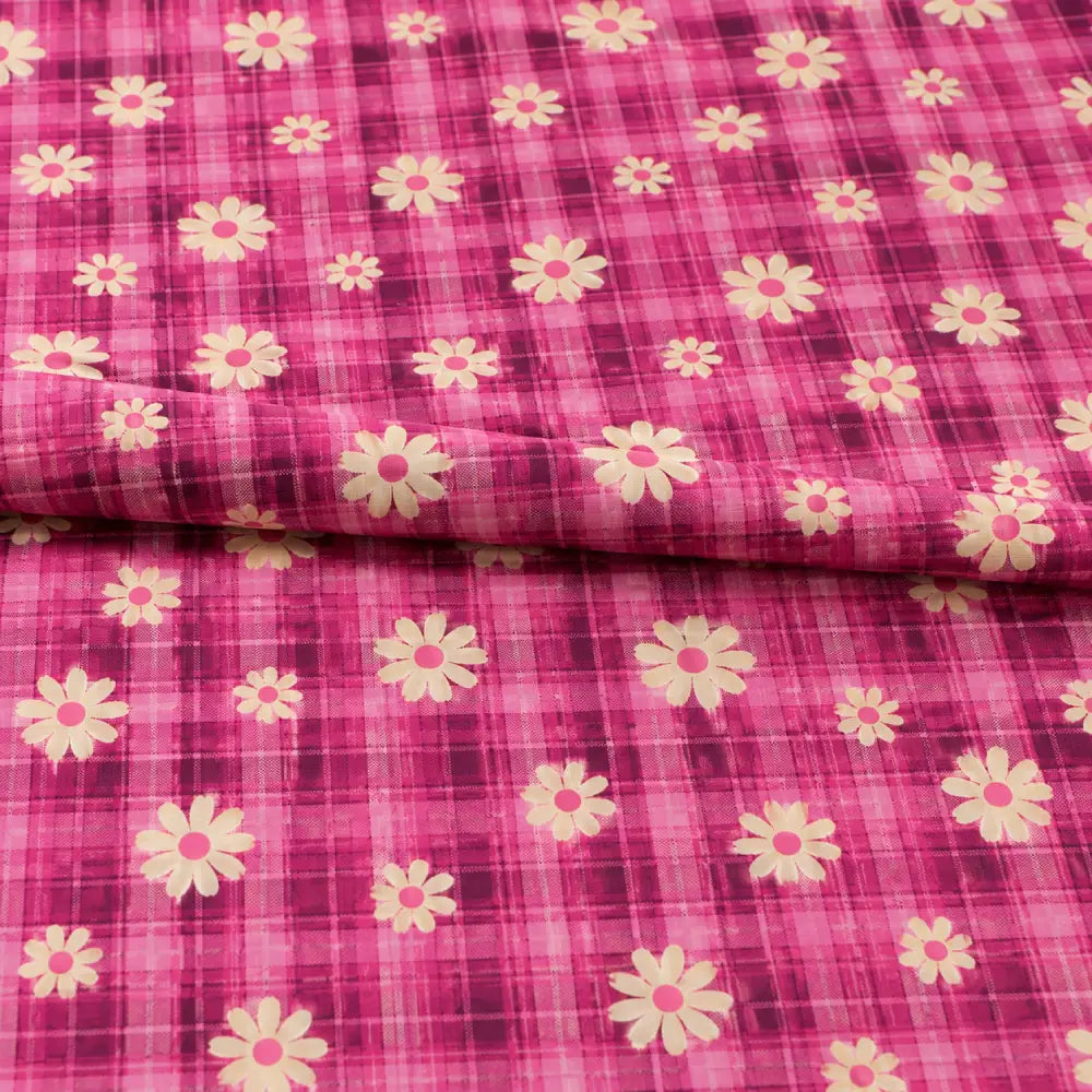 Fuchsia Daisy Plaid