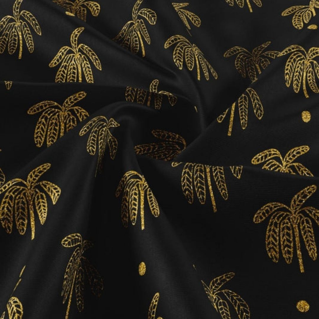 Gold Dust Printed Palmette  - Raw Silk 52" Width