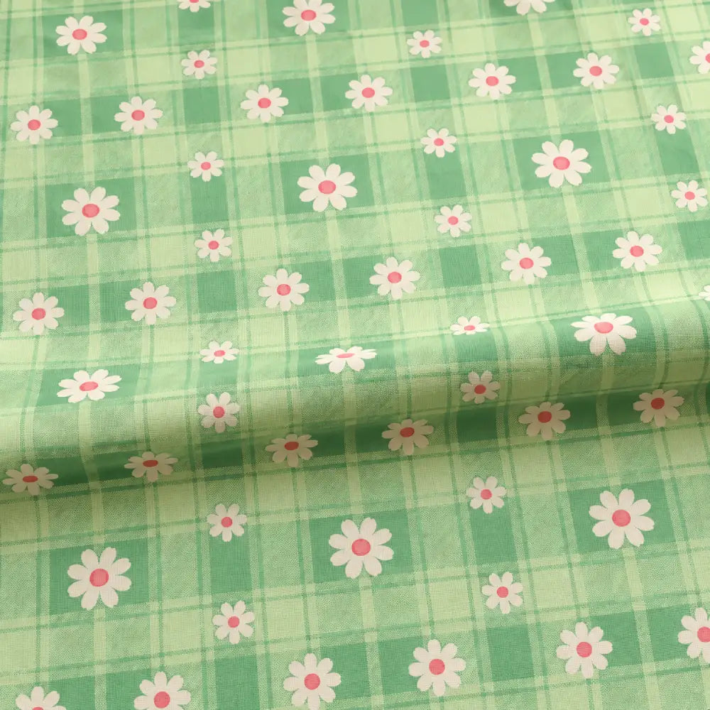 Mint Daisy Plaid