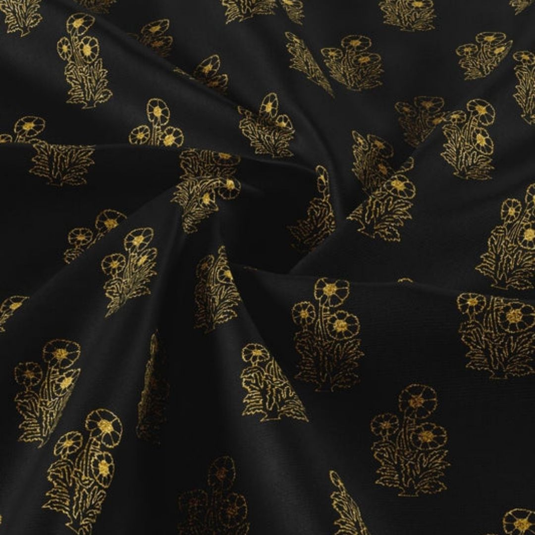 Gold Dust Printed floral bunches - Raw Silk 52" Width